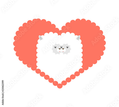 Llama love. Lama Cute animal alpaca. Romantic amour cartoon vector