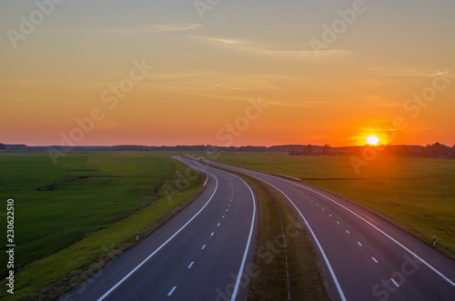 Highway, sunset, top view © yaroslav1986