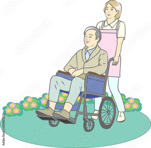 車椅子　介護　公園