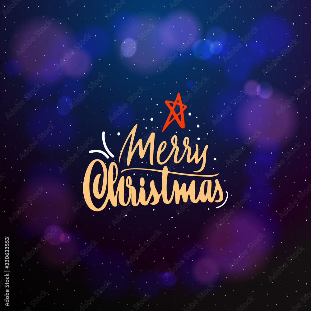 Merry Christmas and Happy New Year 2019 typographic emblem. Vector logo handmade lettering and calligraphy, text design. Usable for banners, greeting cards, gifts etc.