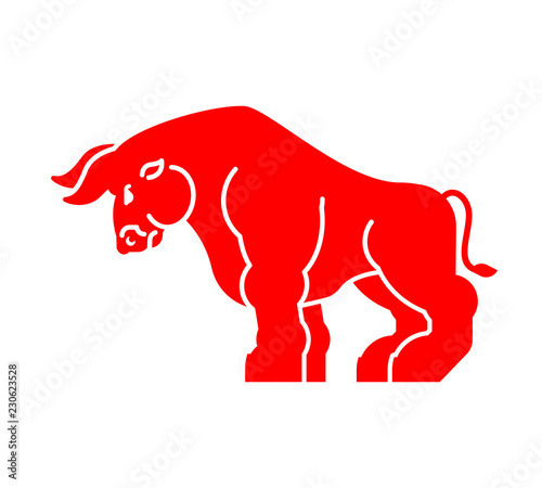 Bull red strong isolated. Big power buffalo