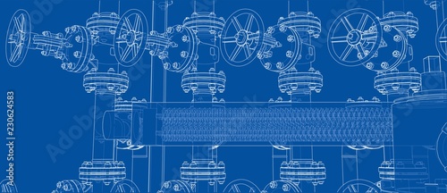 Sketch of industrial equipment. Vector