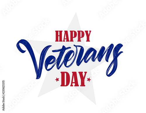 Vector illustration: Hand drawn Calligraphic type lettering composition of Happy Veterans Day.