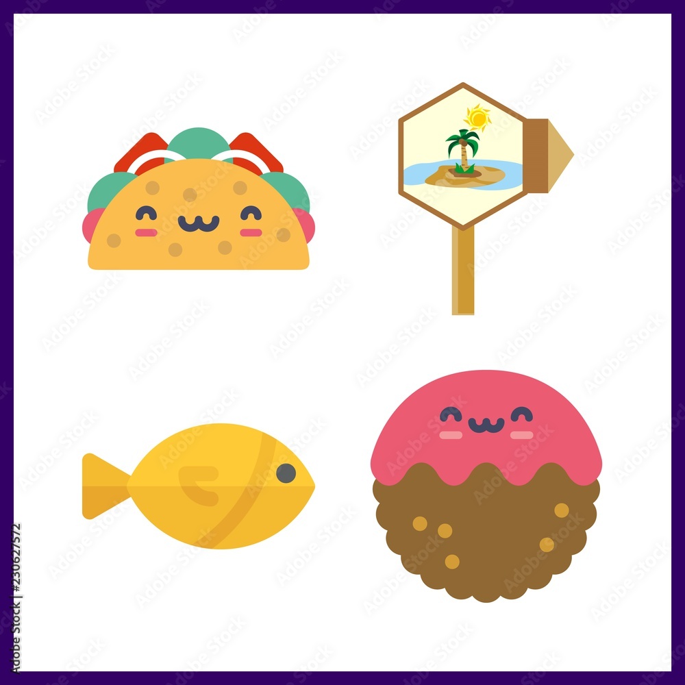 4 meat icon. Vector illustration meat set. meatball and fish icons for meat works 4 meat icon. Vector illustration meat set. meatball and fish icons for meat works