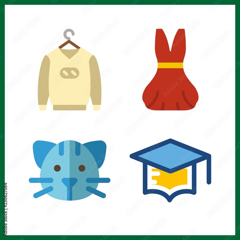 4 cheerful icon. Vector illustration cheerful set. cat and mortarboard icons for cheerful works 4 cheerful icon. Vector illustration cheerful set. cat and mortarboard icons for cheerful works