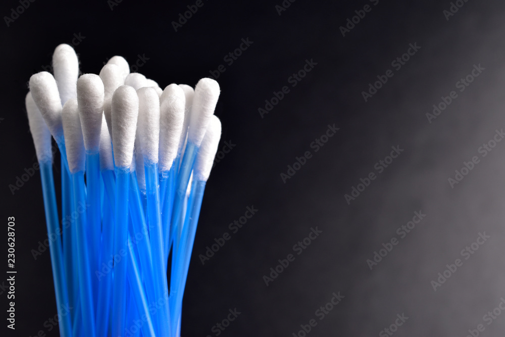 set of cotton buds with blank space for text