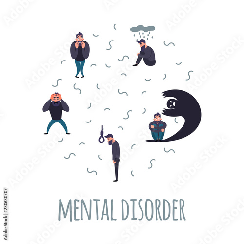 Group of people with psychiatric problem.