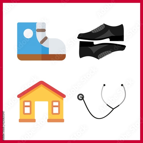4 rubber icon. Vector illustration rubber set. stethoscope and sneakers icons for rubber works