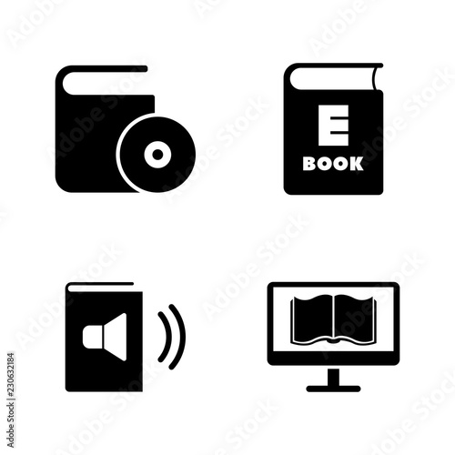 Ebook Education. Simple Related Vector Icons Set for Video, Mobile Apps, Web Sites, Print Projects and Your Design. Ebook Education icon Black Flat Illustration on White Background.
