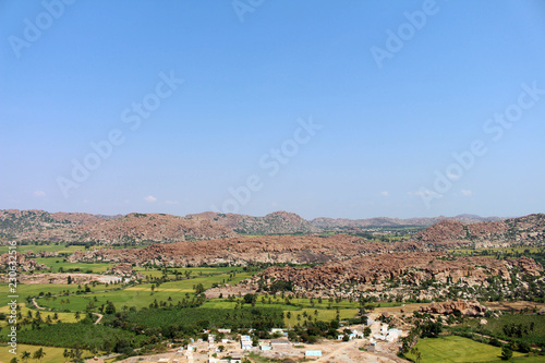 The landscape scenery of Hampi, viewed from Anjana mountain or Hanuman Temple © leodaphne