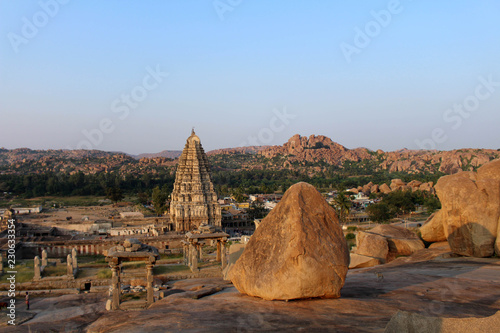 The magnificent view of Hampi ruins (and Virupaksha temple) from Matanga Hill photo