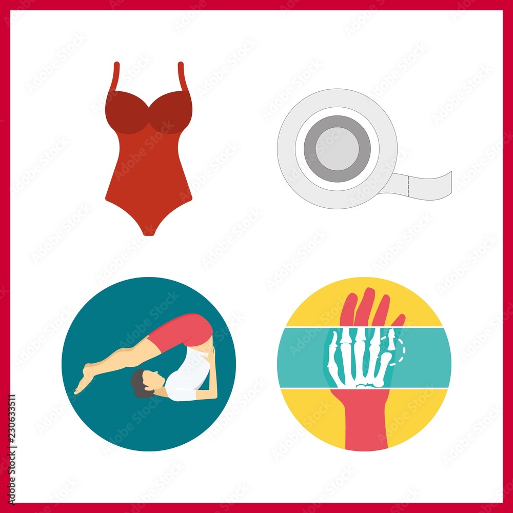body icon. yoga and medical tape vector icons in body set. Use this illustration for body works.