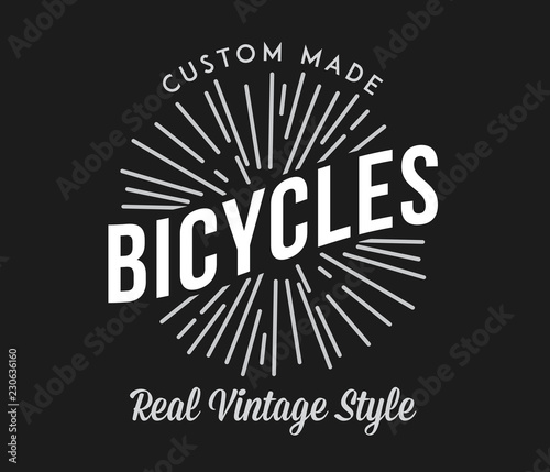 Bicycles vintage style costum made white on black