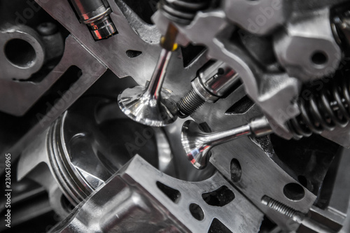 Cross section of an automobile combustion engine, automotive engineer concept.
