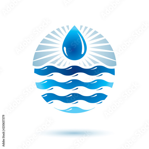 Sea wave splash vector symbol. Pure water as most important resource for human activity theme. Environment conservation concept.