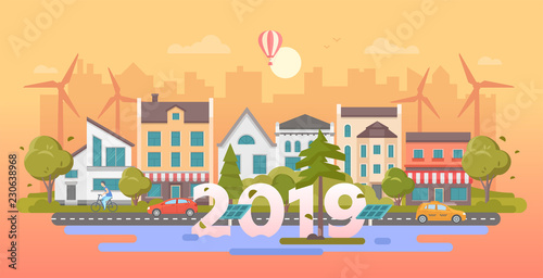 Eco town - modern flat design style vector illustration © Boyko.Pictures