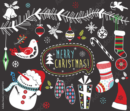 Chalkboard Christmas Elements Set