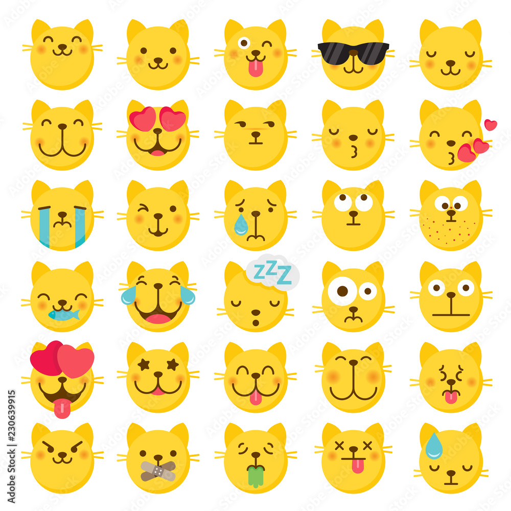 vector Cat emoji icons set vector Cat emoji icons set