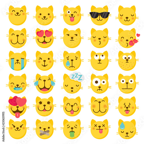 vector Cat emoji icons set