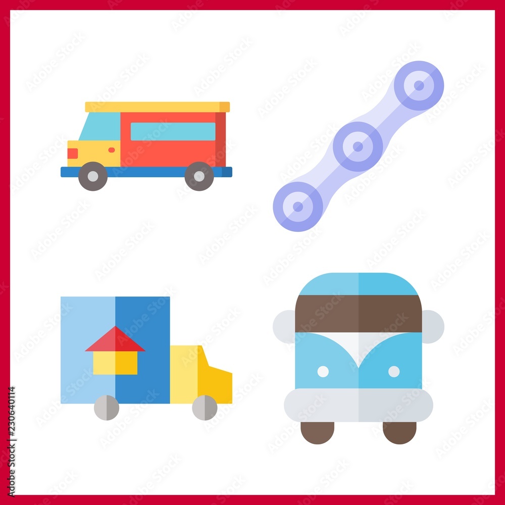 4 truck icon. Vector illustration truck set. trucks and chain icons for truck works 4 truck icon. Vector illustration truck set. trucks and chain icons for truck works