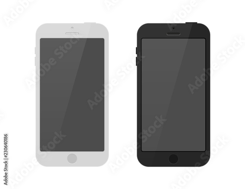 Smartphone schwarz weiß Icon Flat Design isoliert auf weißem Hintergrund