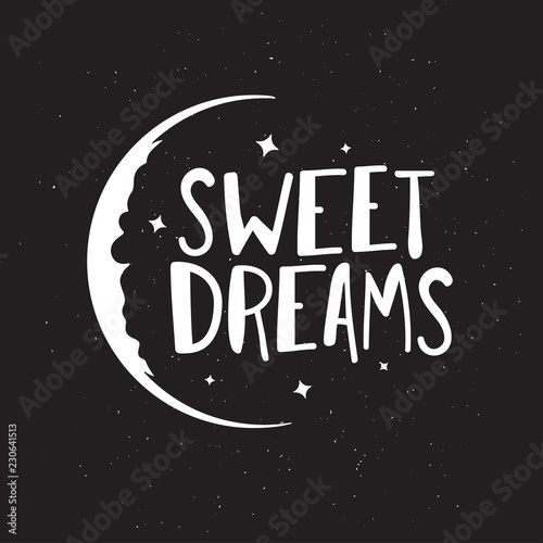 Sweet dreams good night typography. Vector vintage illustration.