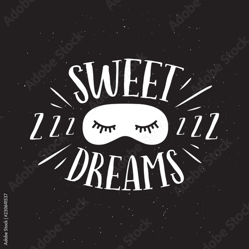 Sweet dreams good night typography. Vector vintage illustration.