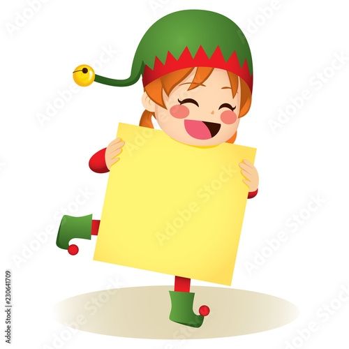 Cute Santa helper girl hold...