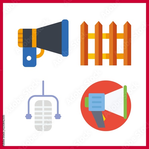 announcement icon. megaphone and picket vector icons in announcement set. Use this illustration for announcement works.