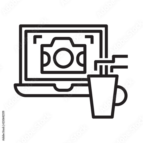 freelance photographer and coffee line icon