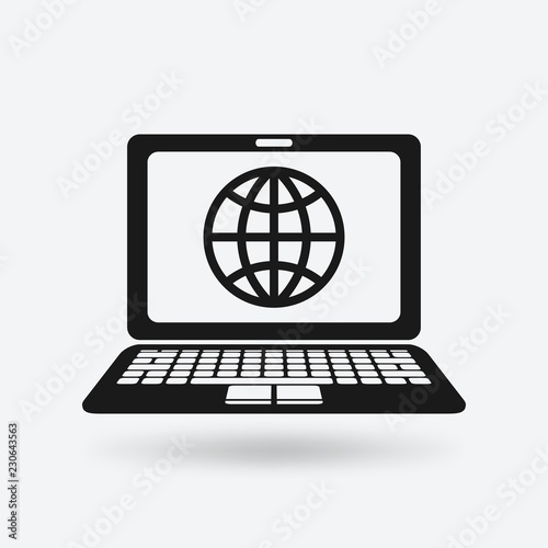 globe on screen of laptop symbol