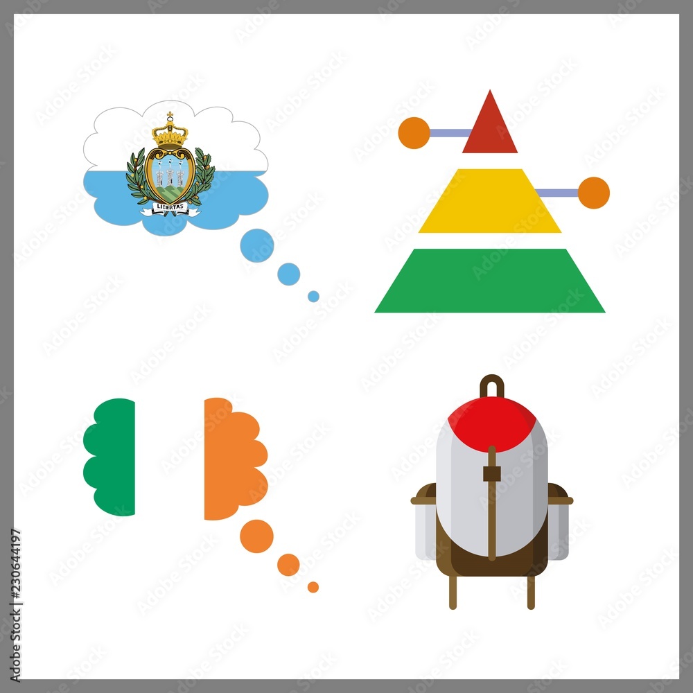 Fototapeta premium 4 tourism icon. Vector illustration tourism set. san marino and ireland icons for tourism works