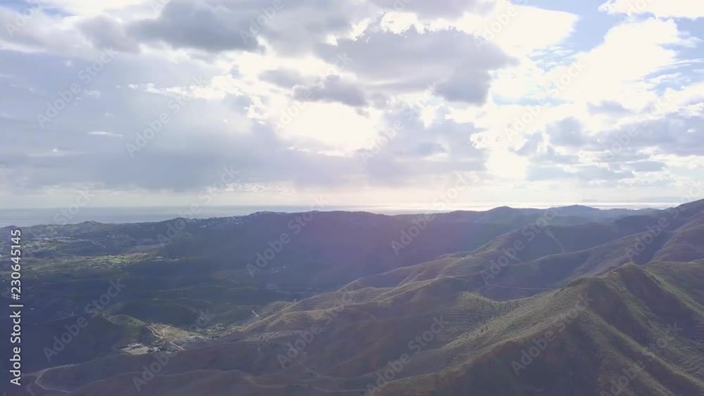 Aerial view of beautiful Andalusian landscape mountains from south of Spain Costa del Sol Malaga Aerial view of beautiful Andalusian landscape mountains from south of Spain Costa del Sol Malaga