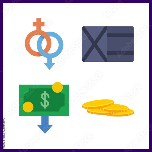 coin icon. money and gender vector icons in coin set. Use this illustration for coin works.