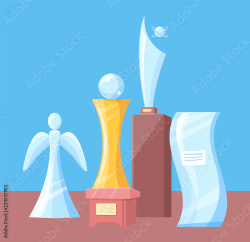 Awards Set of Different Shape Vector Illustration