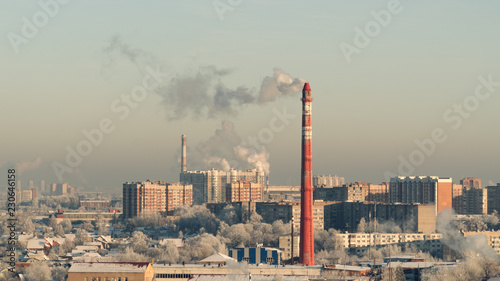 winter manufacture town with Power station plant