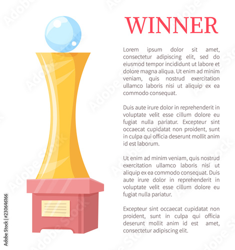 Winner Golden Award Statue Vector Illustration