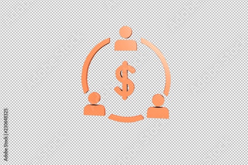 orange Mutual Funds 3D illustration on transparent background
