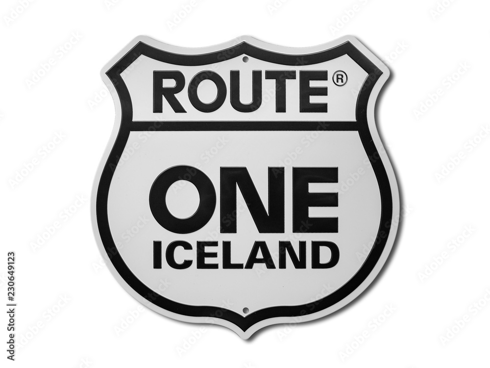 Road sign (Traffic sign) route one Iceland isolated on white background  Stock Photo | Adobe Stock