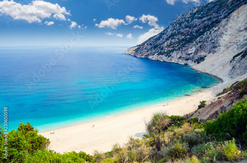 Myrtos beach, Kefalonia island, Greece. Beautiful view of Myrtos bay and beach on Kefalonia island © Lucian Bolca