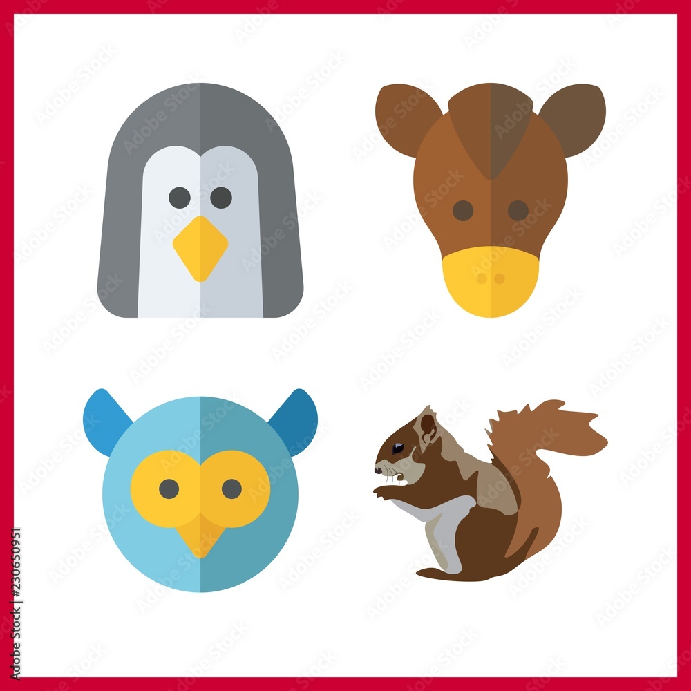 animal icon. owl and penguin vector icons in animal set. Use this illustration for animal works.