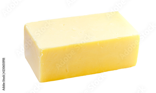 Piece of cheese isolated on white.