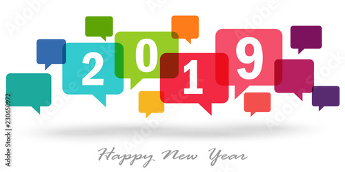 new year 2019 speech bubbles