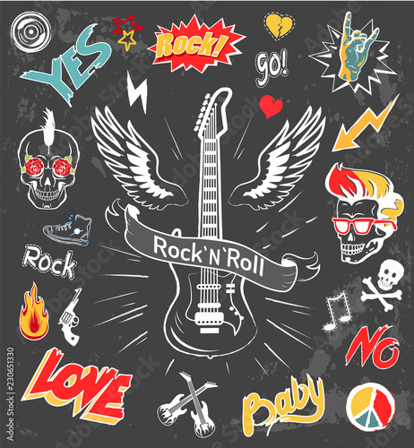 Rock-n-Roll Forever Badges Vector Illustration