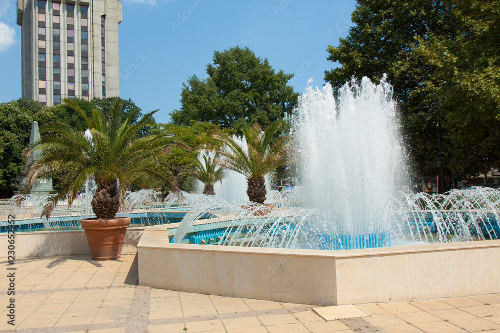 VARNA, BULGARIA - AUGUST 14, 2015: Fountain on Maria-Luisa boulevard