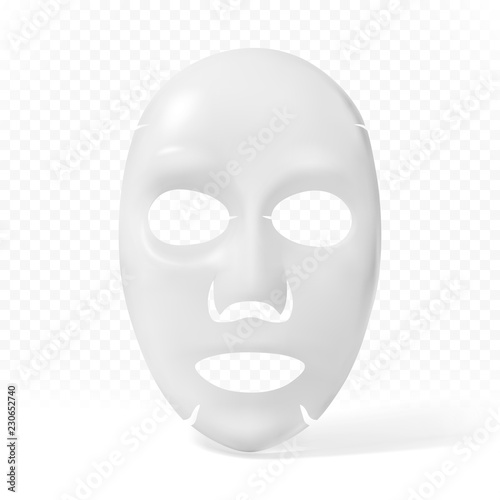 Facial sheet mask on transparent background. Vector illustration