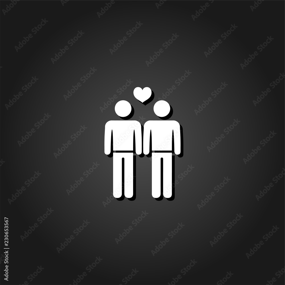 Gay icon flat. Simple White pictogram on black background with shadow. Vector illustration symbol Gay icon flat. Simple White pictogram on black background with shadow. Vector illustration symbol