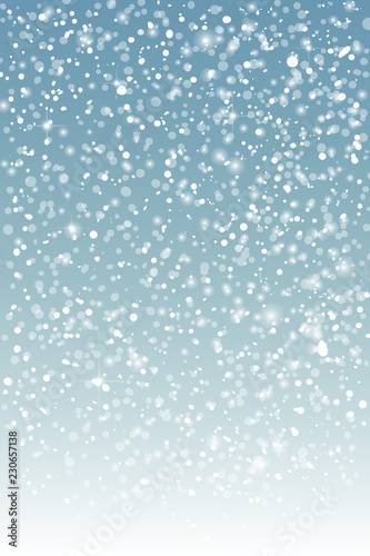  Winter background with falling snow and space for text,