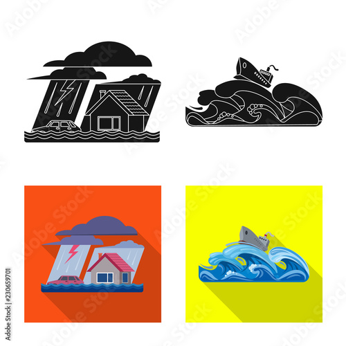 Vector illustration of natural and disaster icon. Set of natural and risk stock symbol for web.