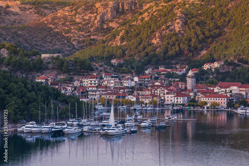 Skradin fishing village in Croatia at sunset